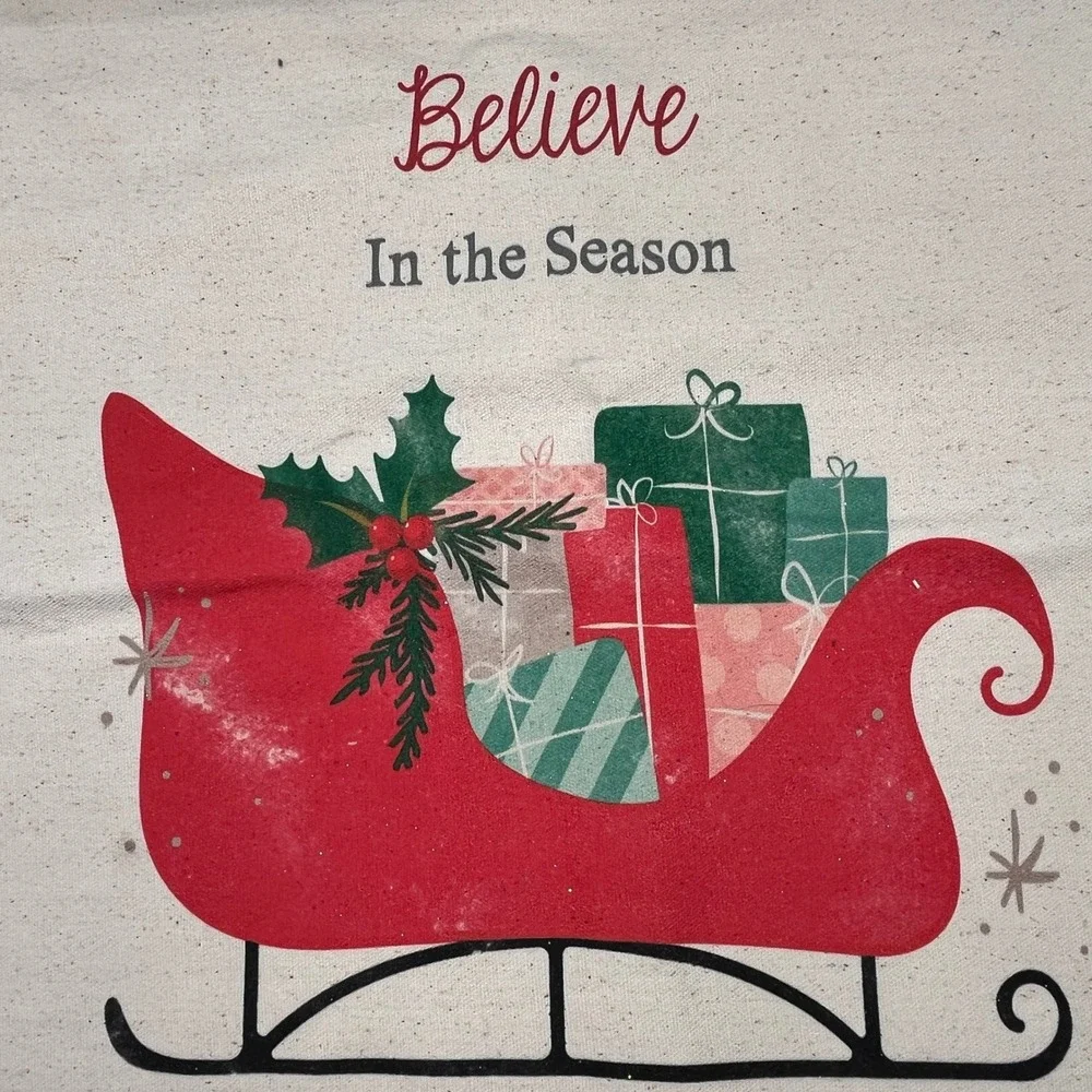 Christmas Sleigh Believe In The Season Pillow Cover Case Holiday Decor 17